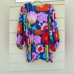 Floral Multicolor Long-ballon Sleeve summer/ spring Dress
